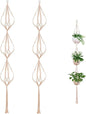 ELANE 2PCS 3-Tier 70" Macrame Plant Hangers Basket Plant Hanger Indoor Outdoor Hanging Plant Holder for Stand Flower Pots Decorations