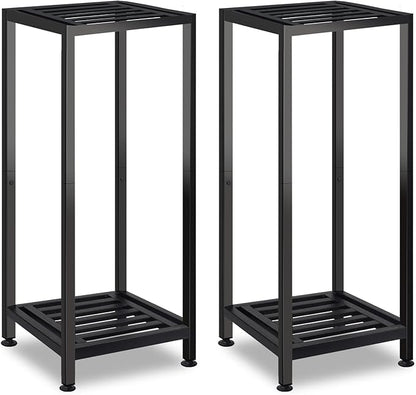 2-Pack Plant Stand Indoor Outdoor, Heavy Duty Wrought Iron Pedestal Stands, Metal Plant Stand Decorative Flower Stand for Patio Garden Deck Living Room