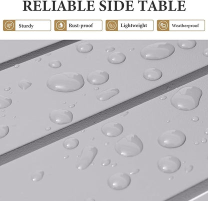 Crestlive Products Outdoor Side Table Set of 2, Aluminum Small Rectangular Coffee End Tables for Patio Balcony Pool Deck(Light Gray)