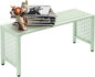 VINGLI 40in Outdoor Metal Bench, All-Weathe Backless Patio Bench with Slatted Seat＆Floral Side Panels, Rust-Resistant Garden Bench, Weatherproof Outdoor Seating for Porch Entryway Backyard (Green)