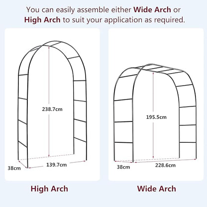 Garden Arch Trellis Metal Garden Arbor for Various Climbing Plant, Wedding Arches for Ceremony Decoration Outdoor Lawn Backyard, 7'8" H x 4'5" W, Dark Green
