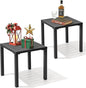Crestlive Products Aluminum Outdoor Side Table Set of 2, Pool Lounge Chair Side Table, Weather Resistant Small Square Coffee End Table for Patio, Yard, Garden, Porch, Deck, Outdoor