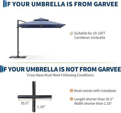 Garvee 4Pcs Patio Umbrella Base 330LB Capacity Heavy Weight Stand Umbrella Stand for 10-15FT Umbrellas, Water/Sand Filled, Clip-Locked Assembly, Umbrellas Holder for Outdoor Deck Poolside, Black