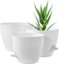 FaithLand 3-Pack Planter Pots, 10 9 8 Inch Self Watering Flower Pots for Indoor Outdoor Garden Plants, White