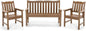 Stoog Oversized All-Weather Garden Bench & Chairs Set, 3-Piece Patio Furniture Set, Include 2 Chairs and 1 Garden Bench, for Porch, Backyard, Lawn, Pool and Deck, Teak