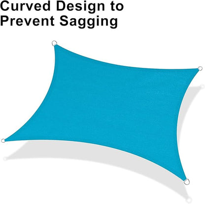 LOVE STORY Custom Size 12'x24' Turquoise Blue Sun Shade Sail Rectangle UV Block Canopy Patio Sail Sunshades Fabric for Outdoor Garden Carport (We Make Custom Size)