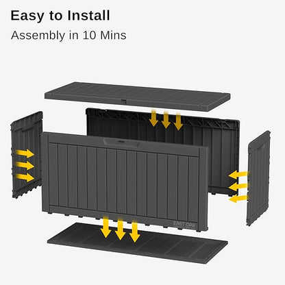 Deck Box 60 Gallon Black Resin Lockable Patio Storage