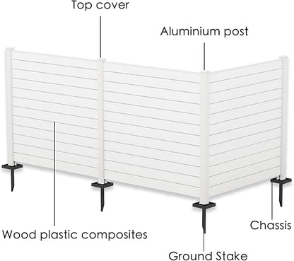 Kozyard 50" W x 48" H Outdoor Privacy Screens Aluminum Post, Air Conditioner Fence Panels, Pool Equipment Enclosure, Trash Can Screens Fence Kit for Outside Backyard Patio (White/3 Panels)