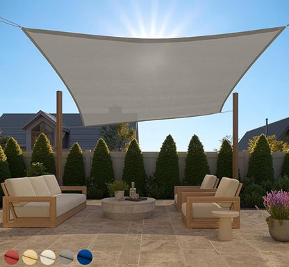 GORILLA GRIP Heavy Duty Sun Shade, UV Protection Fade Tear and Rust Resistant Rectangle Sunshade Canopy, Curved Edges Blocks Sunlight, Breathable Sail, Outdoor Patio, Lawn Garden 10x10 FT Gray