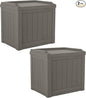 Suncast 2 Pack 22 Gallon Indoor or Outdoor Backyard Patio Small Storage Deck Box with Attractive Bench Seat and Reinforced Lid, Stone Gray