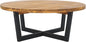 SAFAVIEH Outdoor Collection Leo Natural/Black 4-Leg Round Coffee Table, Ideal for Deck, Patio, Backyard, Sunroom