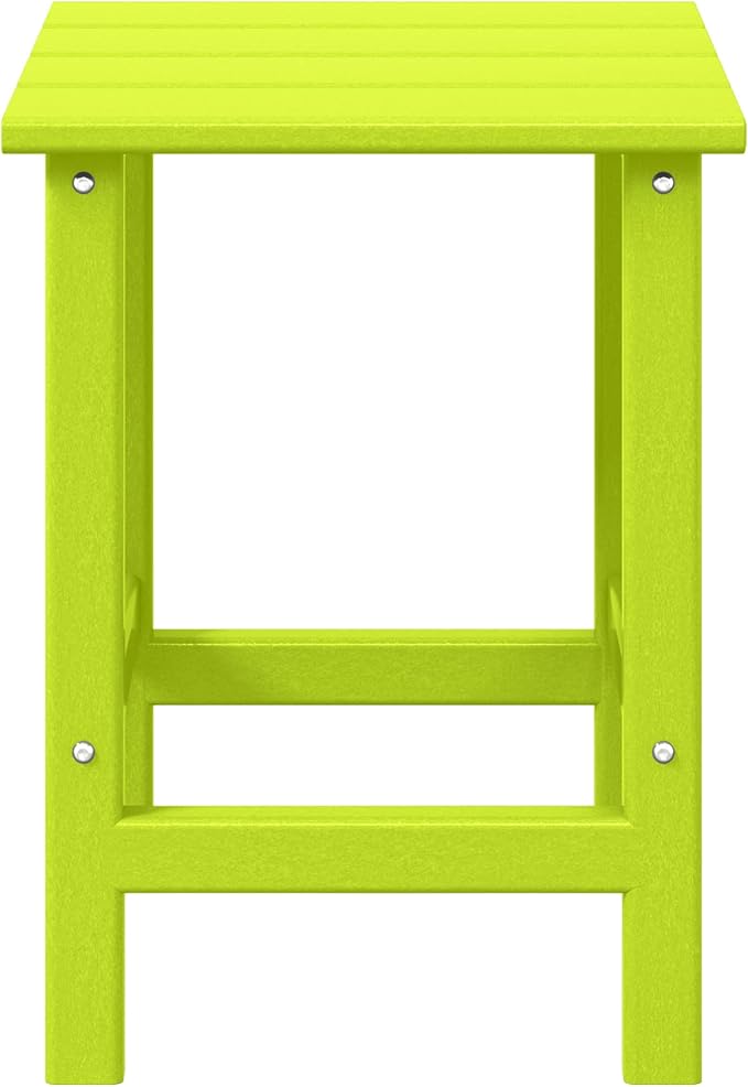 Side Table for Adirondack Chairs, Square HDPE Outdoor, Lime