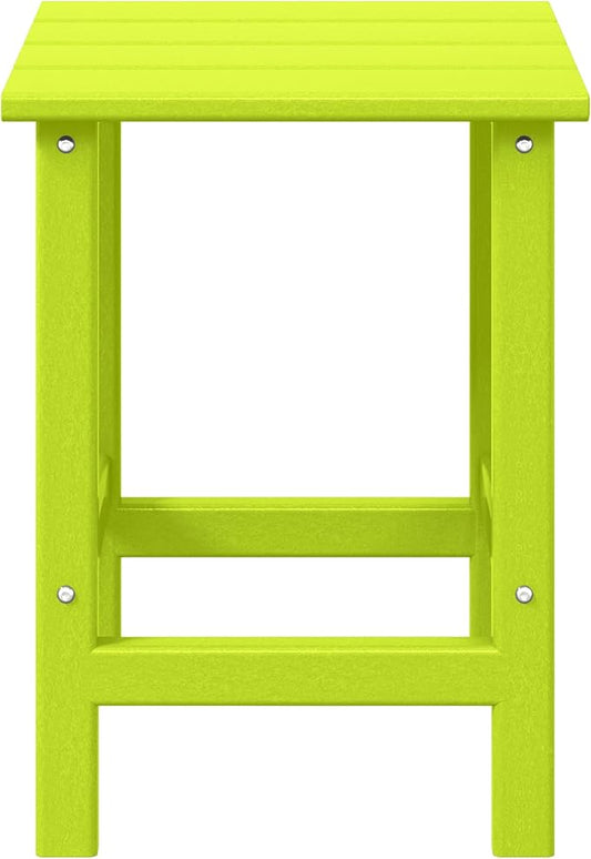 Side Table for Adirondack Chairs, Square HDPE Outdoor, Lime
