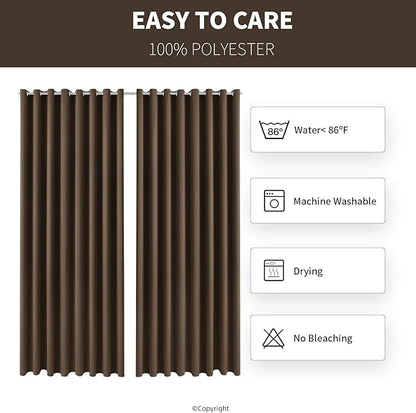 Waterproof Outdoor Curtain W105 x L84 - Grommet Top Sunlight Blocking Window Treatment Drapes Blackout Curtains for Home Bedroom Living Room Outdoor Patio Porch Pergola Cabana Gazebo (2 Panels)