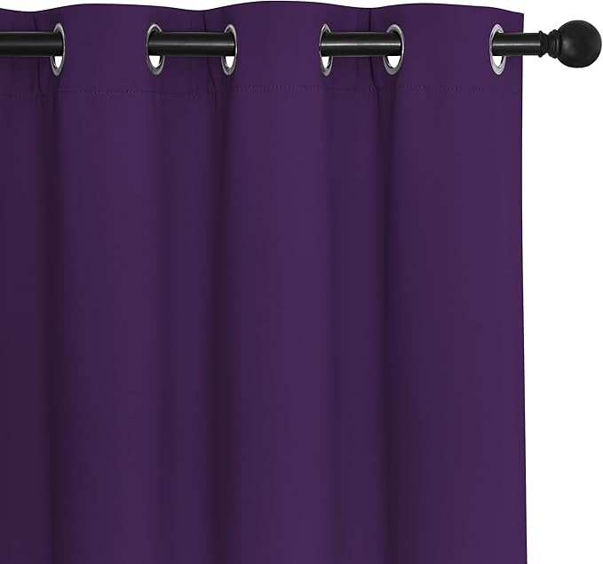 NICETOWN Blackout Window Curtain 90 inch Length - Room Darkening Thermal Insulated Grommet Large Window Treatment Light Blocking for Bedroom/Doorway (Royal Purple, 1 Panel, W52 x L90)