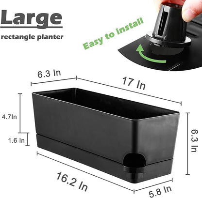 Self Watering Pots for Indoor Plants 17 Inches Window Boxes Planters Rectangular Flower Pots Rectangle Herb Pots Large Plant Pots with Drainage Holes and Saucers Windowsill Planter (4, Black)