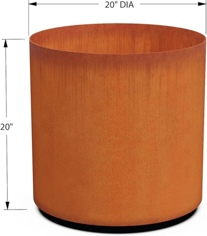 PLANTERCRAFT Corten Steel Metal Planter Box, Round Sizes, Modern Garden Steel planters for Commercial and Residential Outdoor Use.