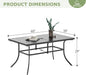 Dining Table for 6, Black Steel Rectangle with Umbrella Hole