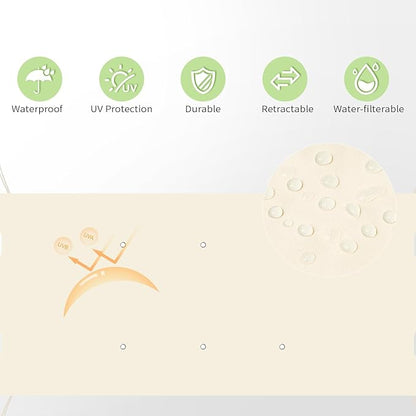 85'' x 208'' Universal Pergola Replacement Cover for Doubleton Steel Pergola L-PG080PST, Waterproof Sunshade Canopy Top for Patio Gazebo, Deck, Porch, Yard, Outdoor Cover Only (Beige)