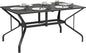 Outsunny Rectangle Outdoor Dining Table for 6 People, Steel Rectangular Patio Table with Umbrella Hole, Steel Frame for Garden, Balcony, Black