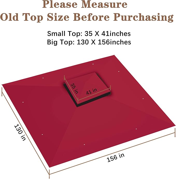 SCOCANOPY Replacement Gazebo Canopy for 10 x 12 Regency II Patio Gazebo Model L-GZ798PST,A101004104,A101004105,(Burgundy)