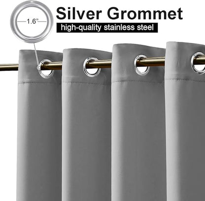 NICETOWN Outdoor Patio Curtains Extra Wide 84 in, Waterproof & Windproof Patio Shades, Rustproof Top and Bottom Grommet Thermal Insulated Drape for Porch/Cabana, Silver Gray, 2 Pieces, W84 x L95
