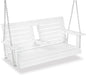Poly Lumber 2-Seat Porch Swing, HIPS 4.5-Feet Bench Swing with Foldable Cup Holders,18/8 Stainless Steel Hardware, High Backrest and Deep Contoured Seat (Snow White, 4.5-feet)