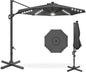 Best Choice Products 10ft Solar LED Cantilever Patio Umbrella, 360-Degree Rotation Hanging Offset Market Outdoor Sun Shade for Backyard, Deck, Poolside w/Lights, Easy Tilt, Cross Base