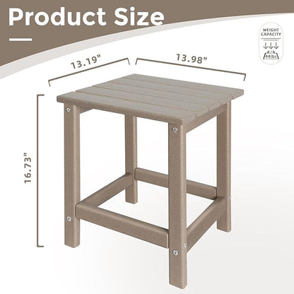 Outdoor Side Tables Adirondack, HDPE Small Table for Patio,Outside End Table for Porch, Deck, Pool, Weather Resistant/Easy Maintenance