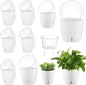 Self-Watering Pots for Indoor Plants, 8-Pack Self Watering Planter with Drainage Holes, Small African Violet Pots with Water Indicator, 5 Packs 5''/3 Pack 6.7'' Orchid Pot, White