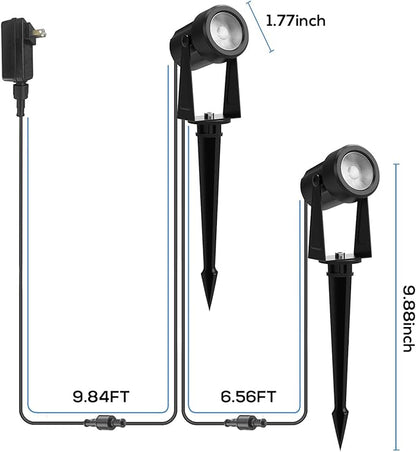 Banord Outdoor Landscape Lighting, 6 Pack Outdoor Spot Lights, Low Voltage LED Landscape Lighting with Transformer for Yard, Plant, Lawn, Garden, IP65 Waterproof & 2700K Warm White