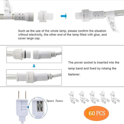 200ft LED Rope Lights Outdoor, 1440 LED Flexible Tube Lights with 8 Modes, Waterproof LED Rope Lighting for Outside Garden Patio Bedroom Party Pool Fences Indoor Outdoor Christmas Decor (White & Blue)