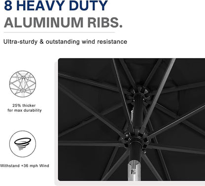 ABCCANOPY 10FT Durable Solar Led Patio Umbrellas with 32LED Lights (Jet Black)