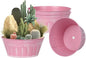 vensovo 10 Inches Pink Metal Rustic Plant Pots - 4 Pcs Large Shallow Galvanized Planters with Drain Hole and Rubber Plug, Rustproof Tin Bucket Succulent Pot Indoor Farmhouse Vintage Style for Decor