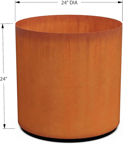 PLANTERCRAFT Corten Steel Metal Planter Box, Round Sizes, Modern Garden Steel planters for Commercial and Residential Outdoor Use.