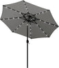 Blissun 9 ft Solar Umbrella, 32 LED Lighted Patio Umbrella, Table Market Umbrella, Outdoor Umbrella for Garden, Deck, Backyard, Pool and Beach (Grey)
