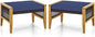Tangkula Set of 2 Outdoor Ottomans, Patio Acacia Wood Ottomans with Cushions, Versatile Rattan Woven Footstools, Wicker Footrest Extra Seating for Backyard, Poolside, Porch