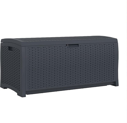Suncast Outdoor Storage Box - 73 Gallon Cyberspace Resin Wicker Deck Box with Lockable Lid, Outdoor Storage Bin for Patio Cushions, Shoes, Pool & Garden Gear, Made in USA