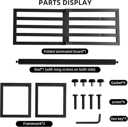 2 Pack Metal Plant Stand, Foldable Heavy Duty Indoor, Window Iron Plant Shelf - Mid Century Modern Slatted Bench for Patio, Garden, Living Room Load Bearing 330 lbs 26" L x 10.4" H x 8.6" W 1 Tier Black