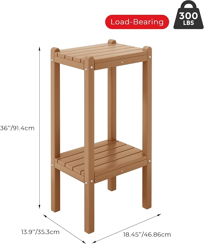 Side Table: 2-Tier HDPE Patio Table, 36 Inches Tall