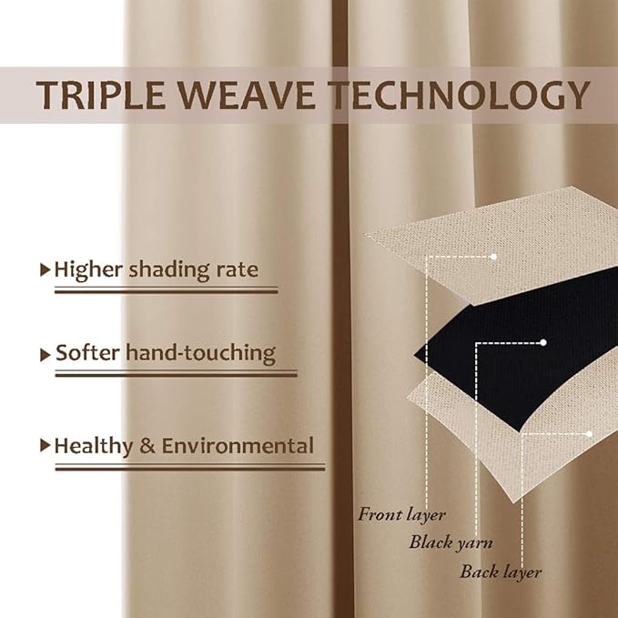 NICETOWN Outdoor Patio Curtain Extra Wide Waterproof & Windproof for Public Divider, Rustproof Top and Bottom Grommet Thermal Insulated Drape for Porch/Cabana, Biscotti Beige, 1 Pack, W100 x L84