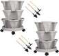 GameXcel Vertical Planter 3 Tier Stackable Planters Garden Planters Strawberry Herb Flower and Vegetable Planter Indoor Outdoor Gardening Pots with Removable Wheels and Tools 2-Pack