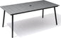 70" Patio Outdoor Dining Table for 6, Weather-Resistant Aluminum Frame with Wood-Grain Top & Umbrella Hole for Deck Gatherings, Grey