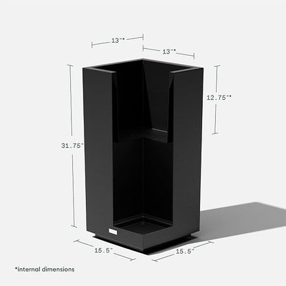 Veradek Block Series Pedestal Planter - Tall Planter for Indoor or Outdoor Front Porch | All-Weather Use with Removable Insert Bucket | Modern Décor for Flowers, Tall Trees, Faux Plants