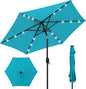 Best Choice Products 7.5ft Outdoor Solar Market Table Patio Umbrella for Deck, Pool w/Tilt, Crank, LED Lights - Sky Blue