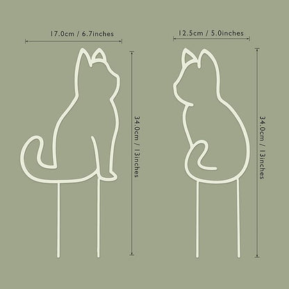 Cat-Shaped Small Trellis for Potted Plants, 13 inches Hoya Trellis 2 Pack, Metal Plant Trellis for Climbing Plants Indoor, Houseplants Trellis Indoor (White)