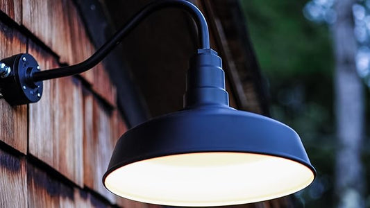 Wall Light, 16-Inch Dome Matte Black Steel Farmhouse Barn Sconce