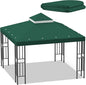 Sumfaller 10x10 FT Gazebo Replacement Canopy Top Double Tiered Canopy Top for Outdoor BBQ Roof Cover Grill Shelter (Green)