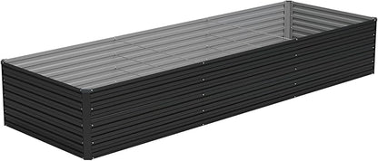 Vengarus 12x2x2FT Galvanized Raised Garden Bed Kit, Large Rectangle Elevated Planter for Vegetables, Flowers, Herbs and Succulents - 359 Gallon Capacity,Black