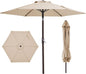 JEAREY 7.5FT Patio Umbrella Outdoor Table Umbrella with 6 Sturdy Ribs, Push Button Tilt & Easy Crank Table Umbrella for Garden, Deck, Backyard & Pool, Cream Beige